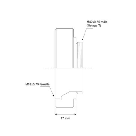Bague M52 - ép. 12mm - M42/T2 (F/M) - Optique Unterlinden