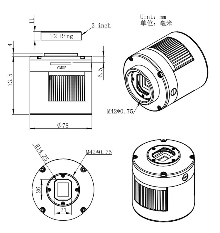 Dessin technique ASI183MM-Pro