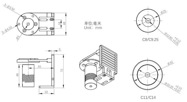 Dessin technique de la platine d'adaptation EAF ZWO pour Celestron C8/C9.25 zwo_supportC8-C925_03.jpg