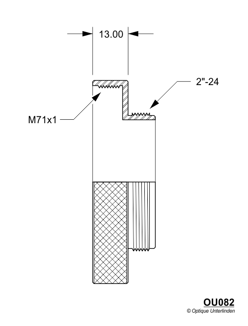Demi-coupe de l'adaptateur Schmidt-Cassegrain pour télescope Takahashi Mewlon (OU082)
