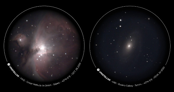 La nébuleuse d'Orion M42 et la galaxie M81 capturées par l'eVscope 2