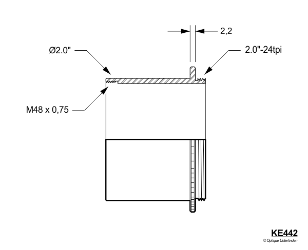 Demi-coupe de l'adaptateur Kepler KE442