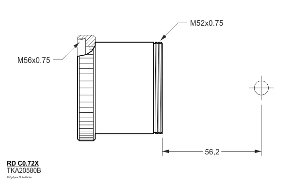 Position du point focal du réducteur de focale RD C0.73X