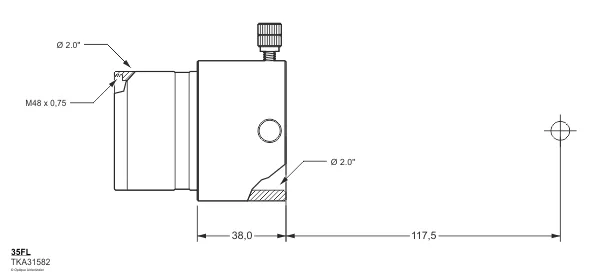 Schéma des filetages et du backfocus du correcteur de champ Takahashi 35FL