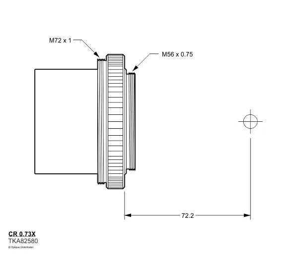 Schéma des filetages et du backfocus du réducteur de focale Takahashi CR0.73X