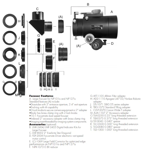 Système d'utilisation des accessoires sur la TeleVue NP-101is - Pièce L pour le #TVCWT-2070 televue_bague_imaging_system_tls2245_01.jpg