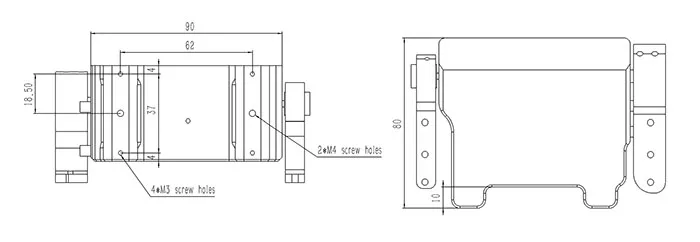 Schéma coté du bloc moteur des écrans à flat WandererAstro V4 Pro-EC