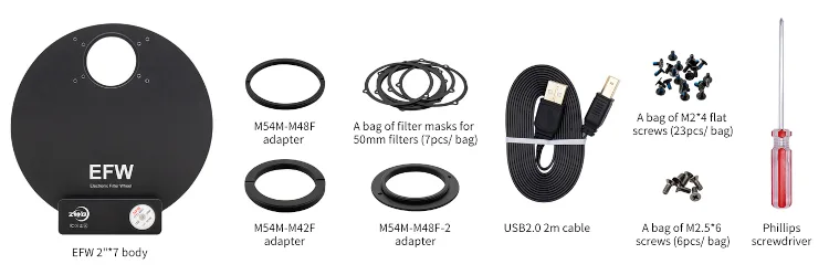 Elements livrés avec la roue à filtre ZWO EFW 7x50.8mm zwo_efw2_7_03.jpg